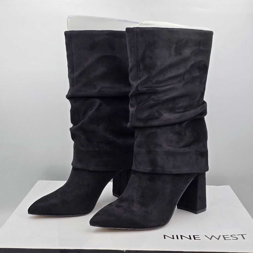 NIB Nine West Francis2 Fold Over Cuff Mid Calf Block Heel Dress Boots, Women's 5 - Picture 4 of 16